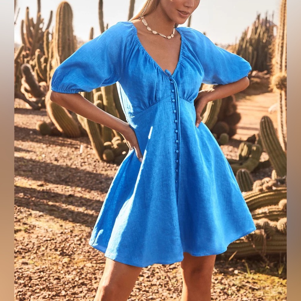 Forever New Darcie Ruched Bodice Mini Cobalt Blue
